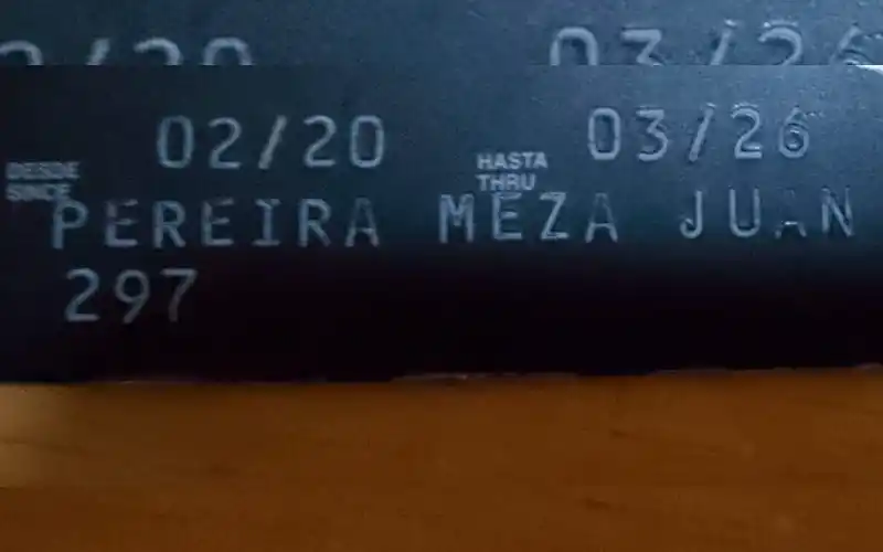 Encontraron la tarjeta de Juan Pereira Meza