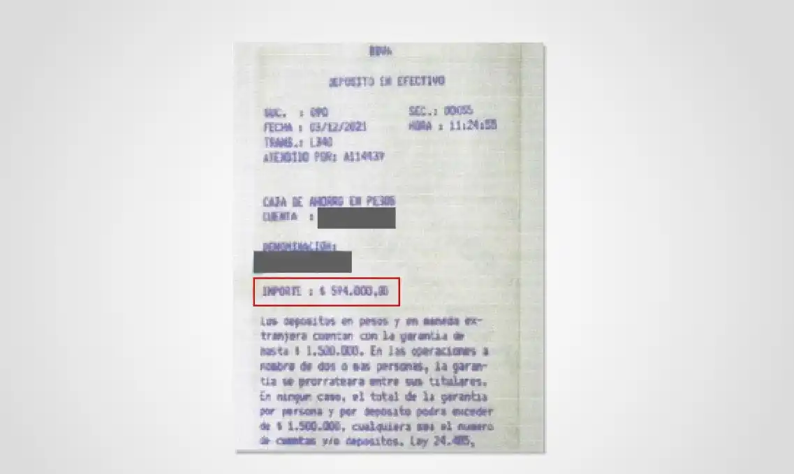 El ticket comprueba la transacción y complica a los imputados.