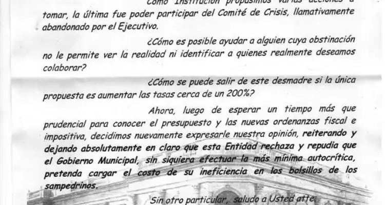 El Centro de Comercio rechazó el aumento de tasas y sostuvo que lo que sucede “es culpa” de Guacone