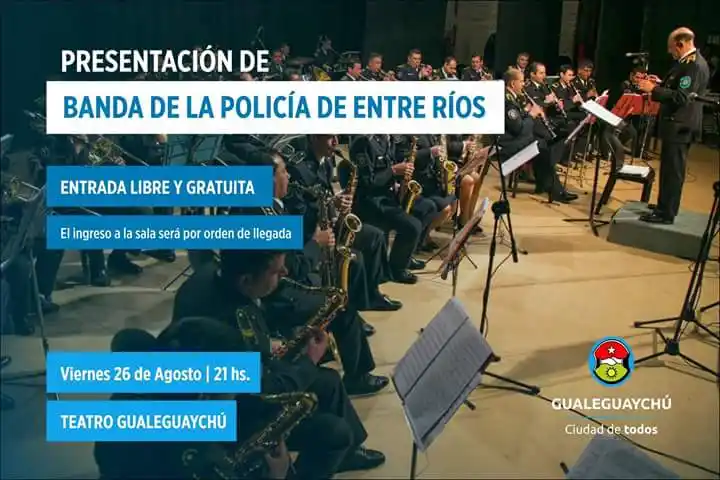 La banda de la Policía se presenta en el Teatro Gualeguaychú