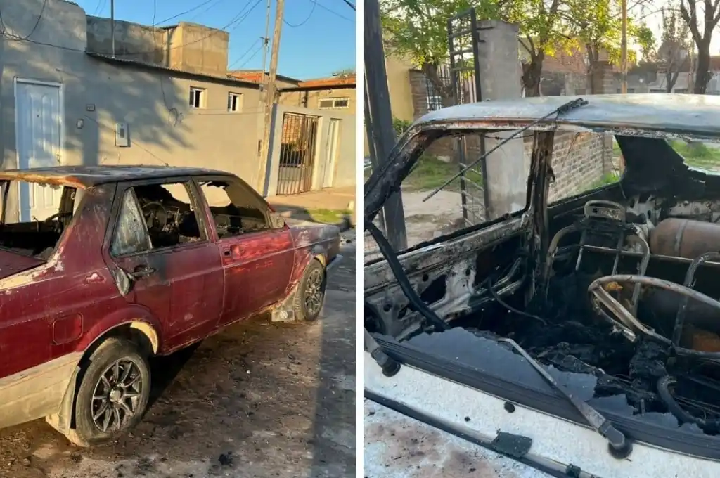 Autos incendiados, vehículos destrozados y un colectivo atacado a piedrazos