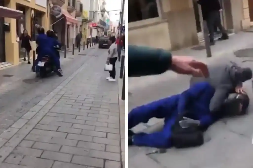 Momento en el que los vecinos inmovilizan a uno de los ladrones