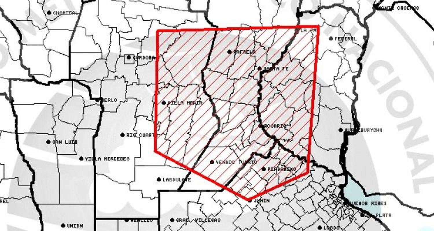 Alerta por “tormentas fuertes y ocasional caída de granizo”