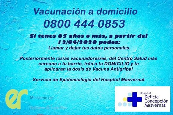 Vacunación a domicilio  exclusivamente para  mayores de 65 años