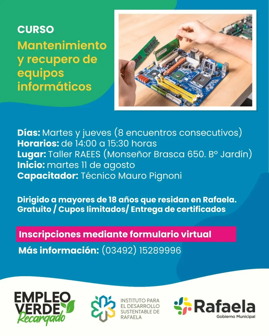 Rafaela abrió una nueva capacitación gratuita para recuperar equipos informáticos - 1