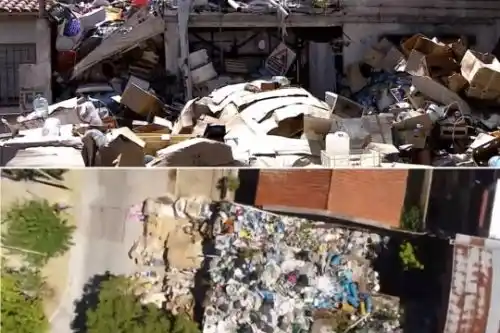 Vecinos del Palomar se quejan de un hombre que acumula basura en su casa