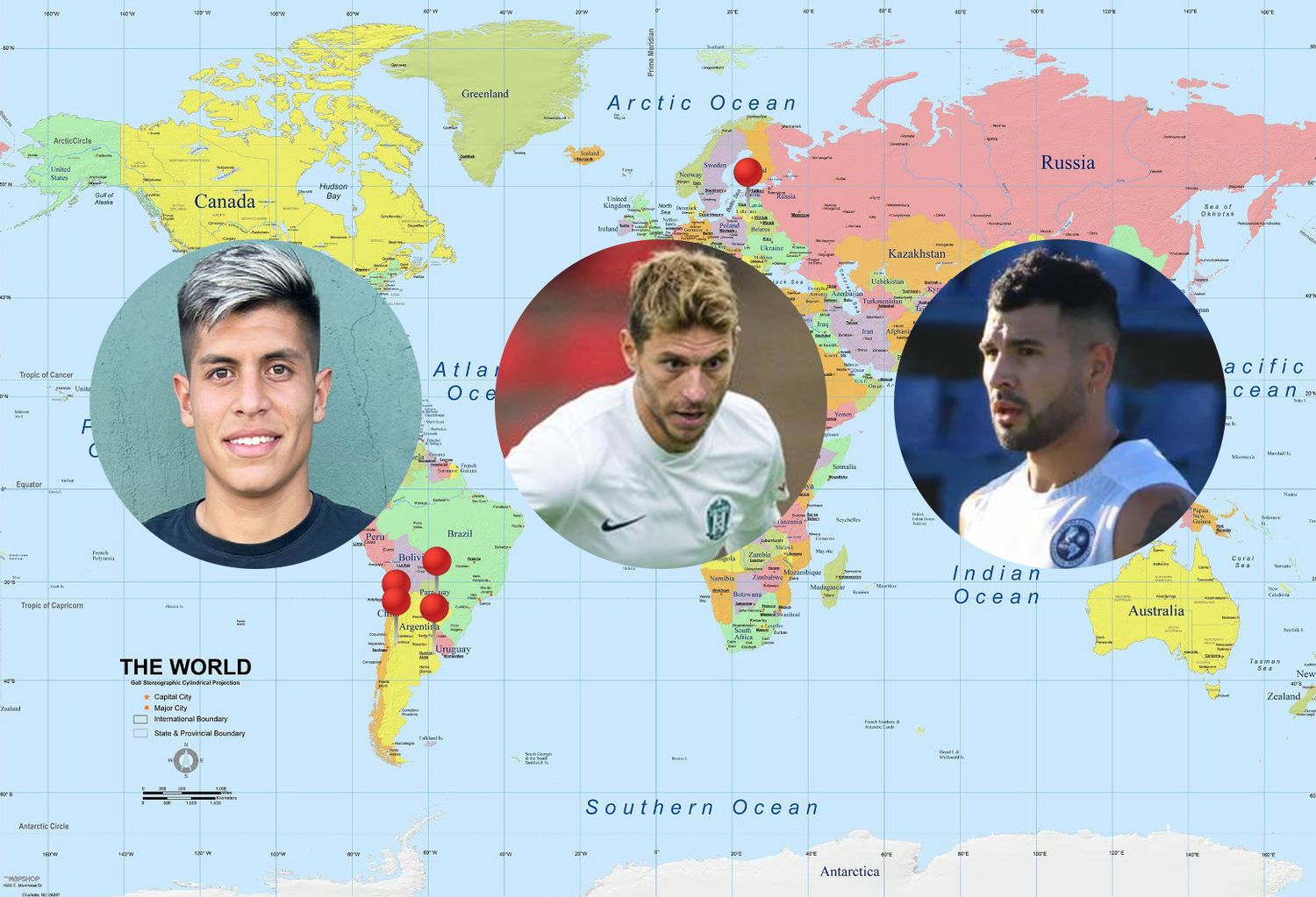 El mapa de los futbolistas sampedrinos por el mundo