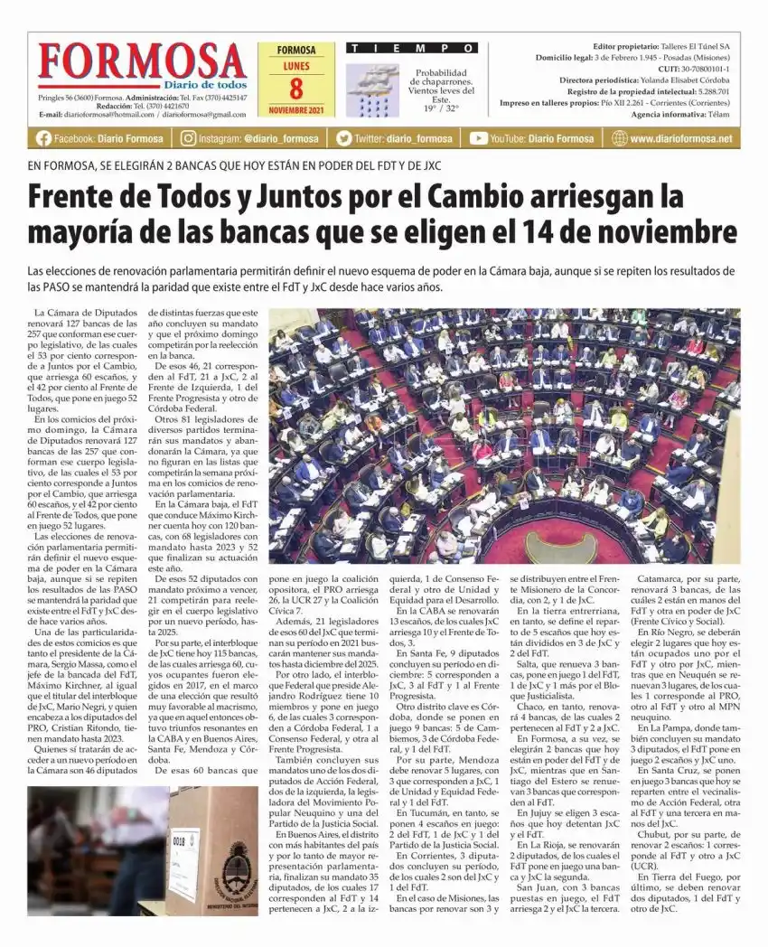 Tapa y Contratapa 8 de noviembre de 2021