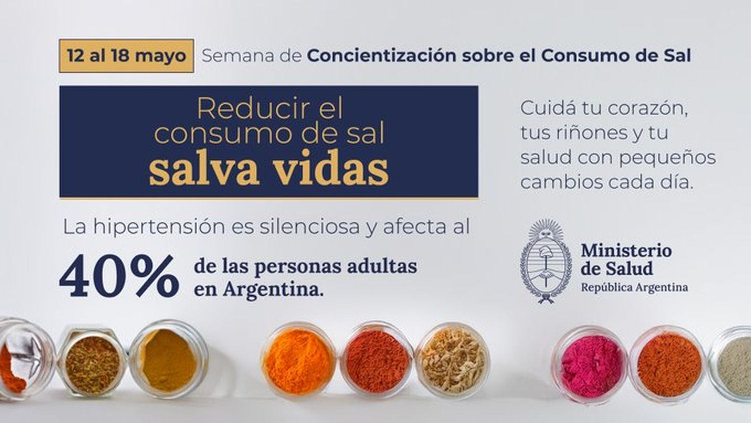 El ministerio de Salud de la Nación recomendó hacer cambios en la alimentación y reducir el consumo de sal, para tener un mejor estilo de vida.