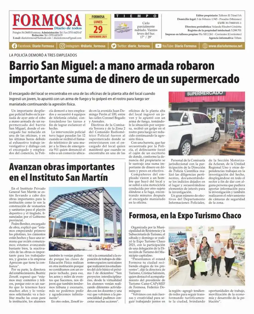 Tapa y Contratapa 29 de noviembre de 2021