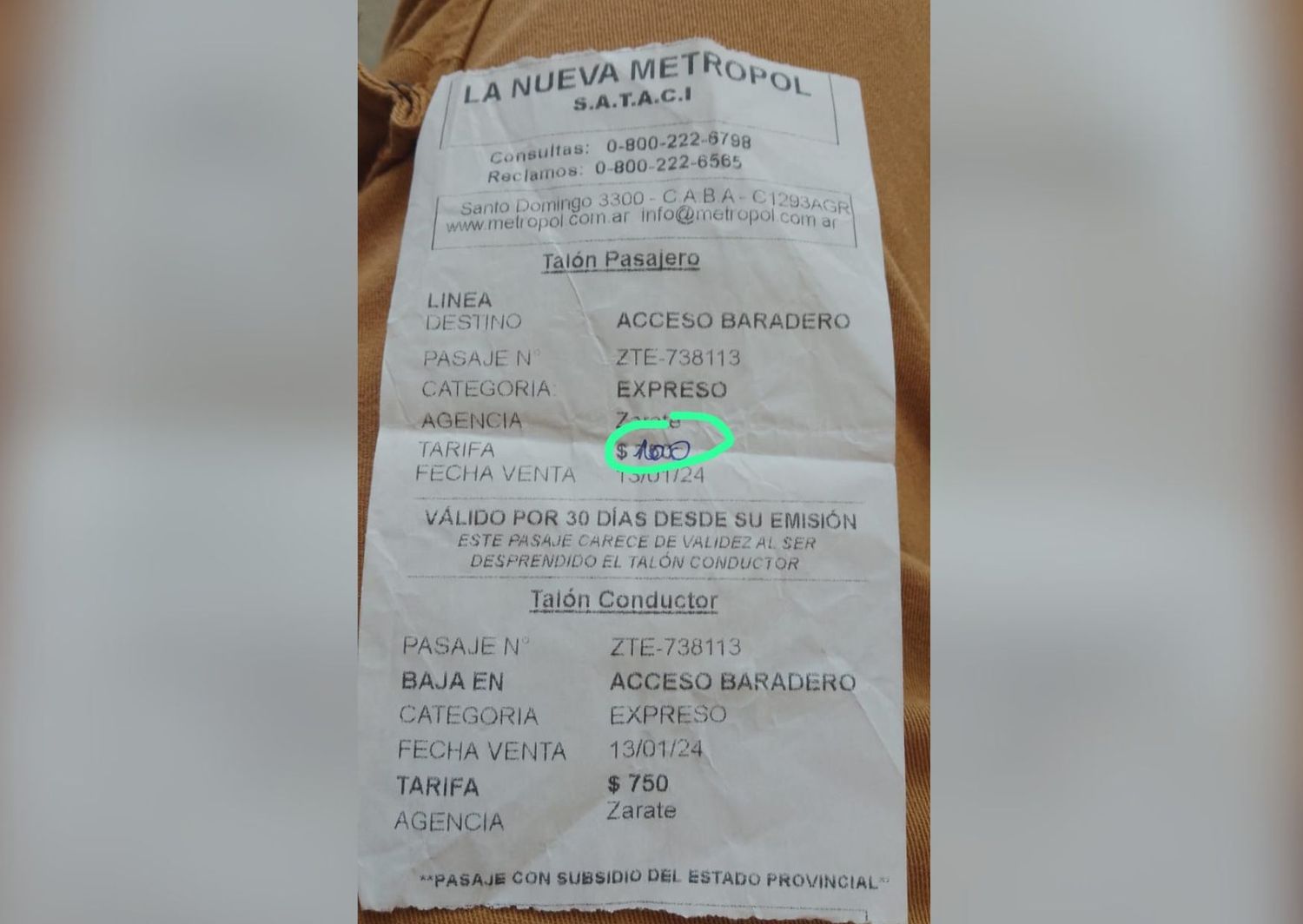 “Te cobran mil pesos un boleto que vale $ 750”