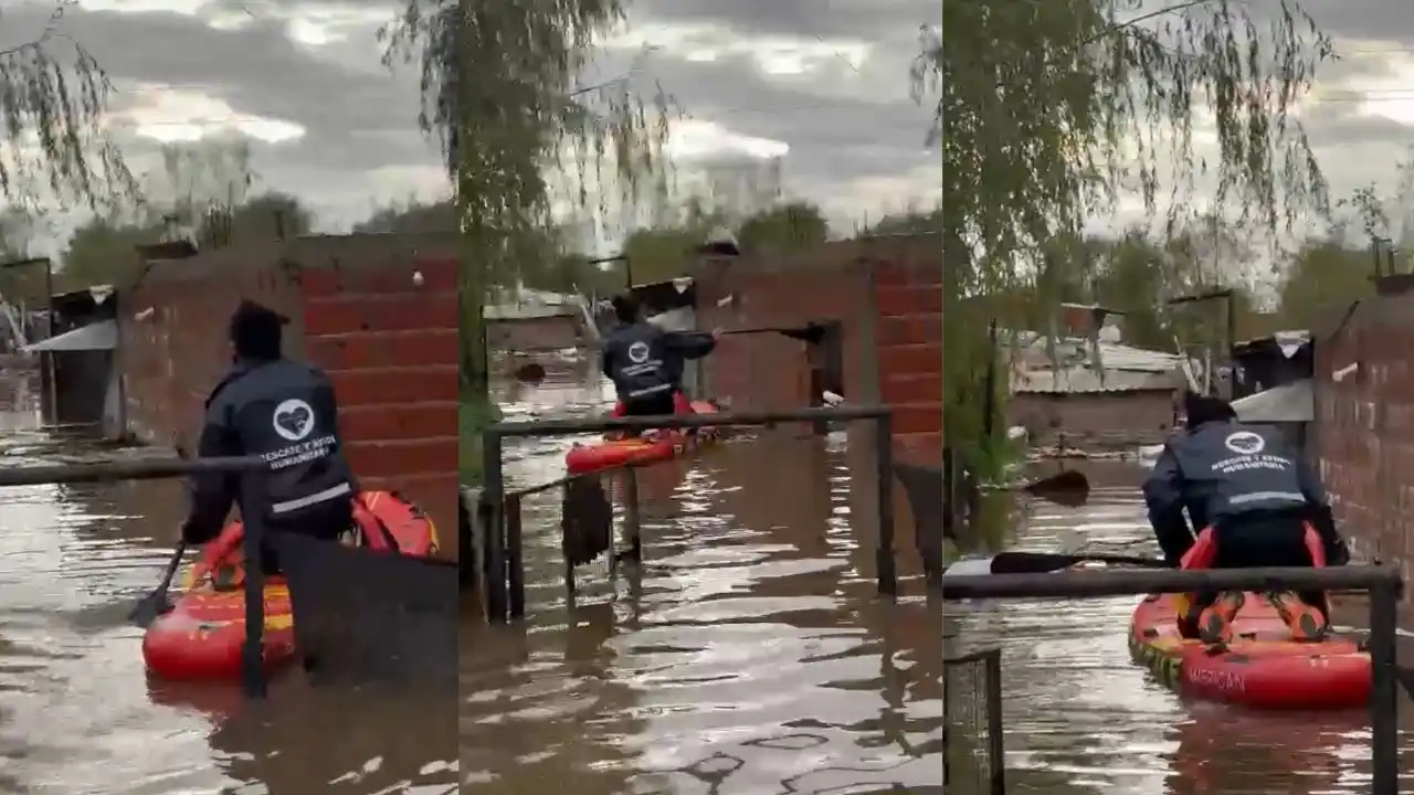 Voluntarios de la organización trabajaron en el lugar junto a las familias que debieron abandonar sus hogares por el avance del agua.