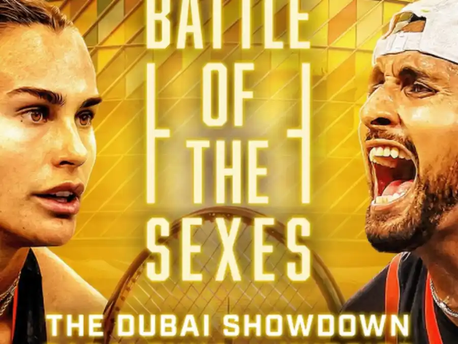 La "Batalla de los Sexos" , el domingo a las 13 hs entre Aryna Sabalenka y Nick Kyrgios.Foto:Official Website