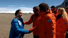 La tandilense Noemí Troche recibió a Javier Milei en la Base Marambio