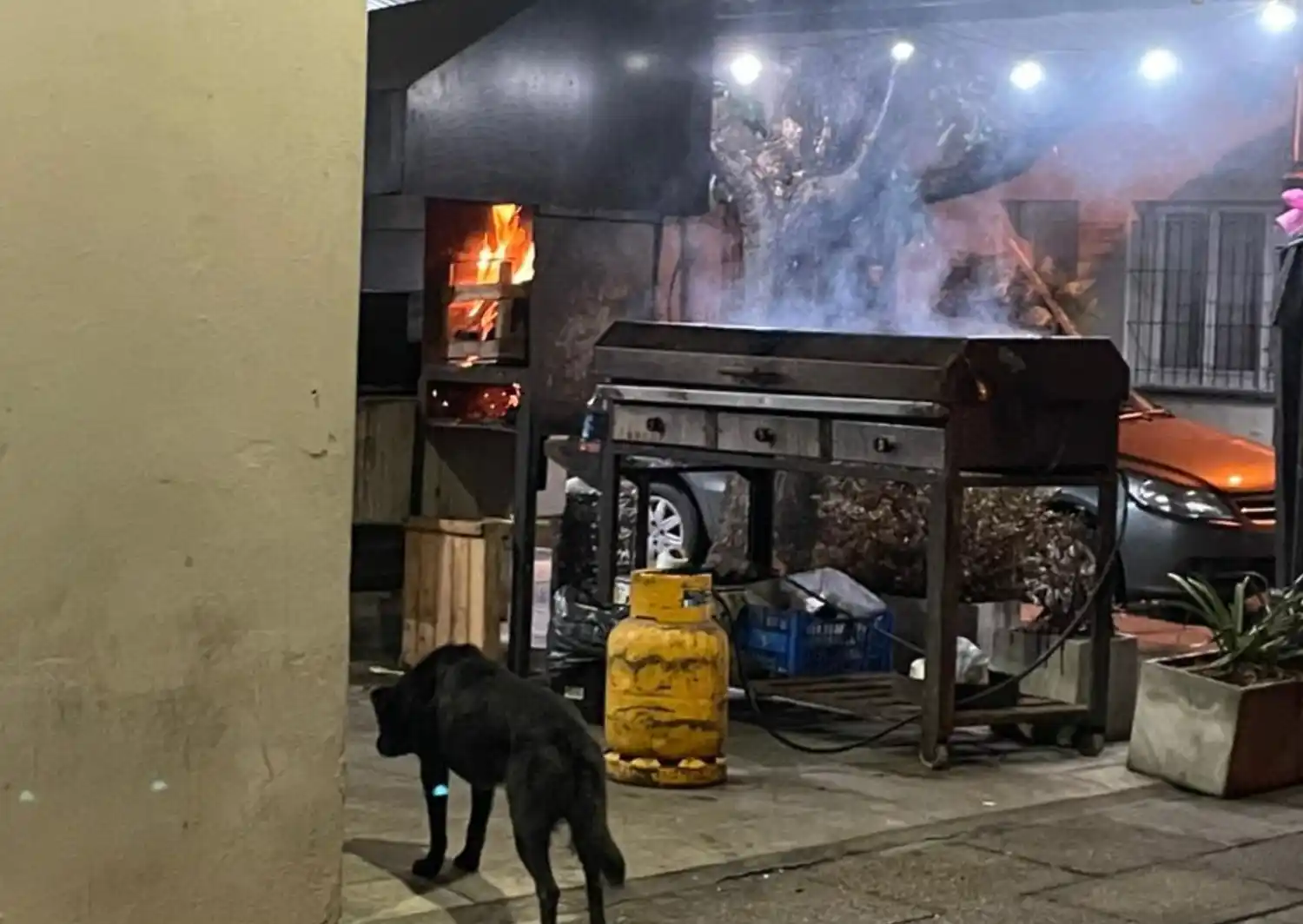 Humo y olor a chinchulines en pleno centro
