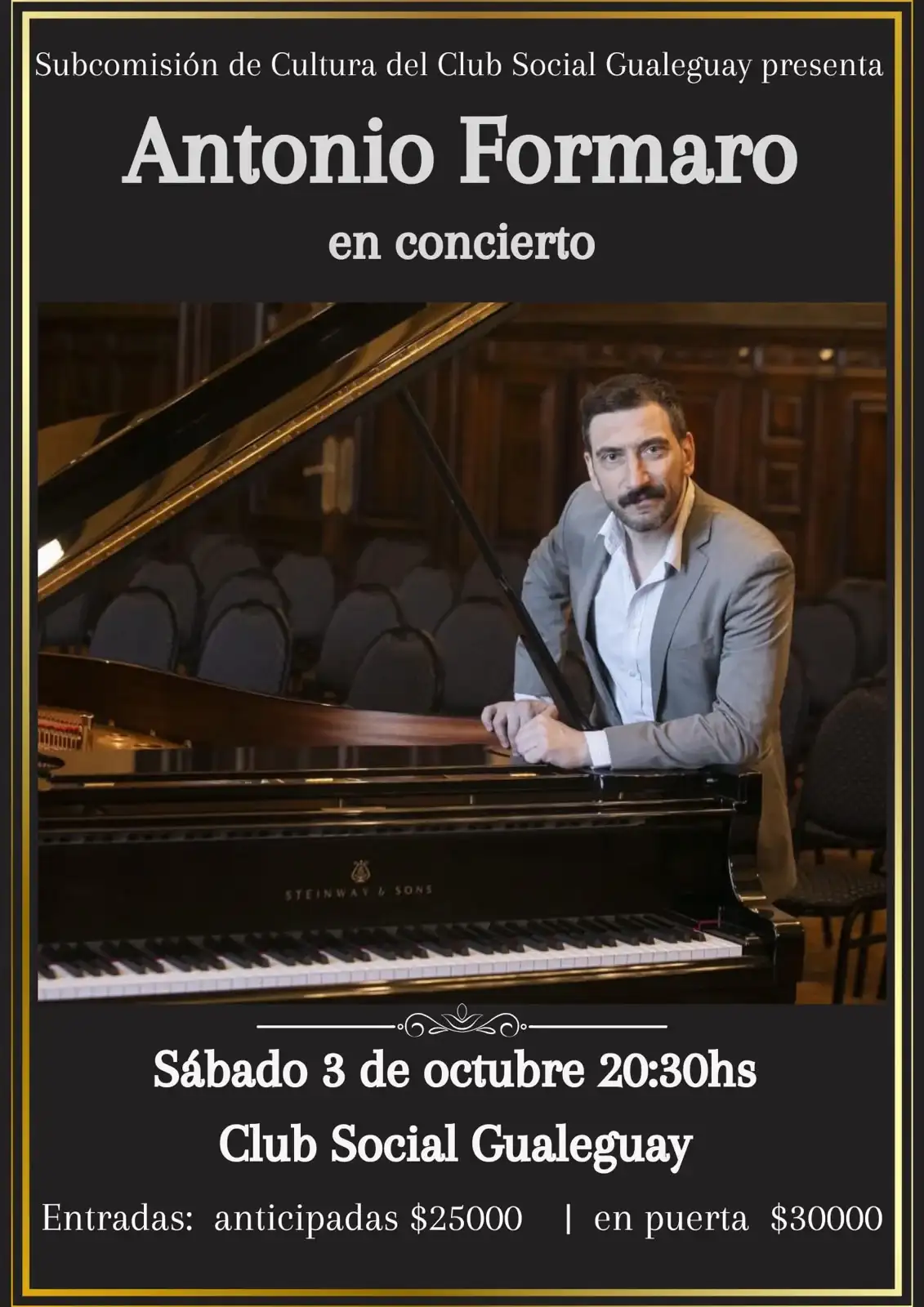 Presenta al eximio pianista Antonio Formaro en concierto