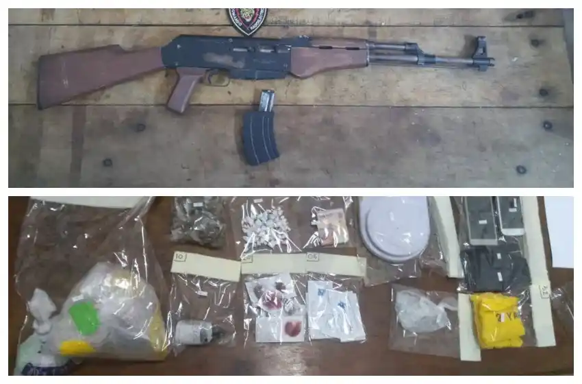 Persecución, arresto e impactante secuestro: drogas, dinero y hasta un fusil de asalto