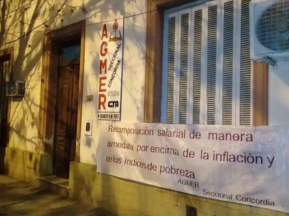 AGMER Concordia exige la “inmediata suspensión” de la presencialidad