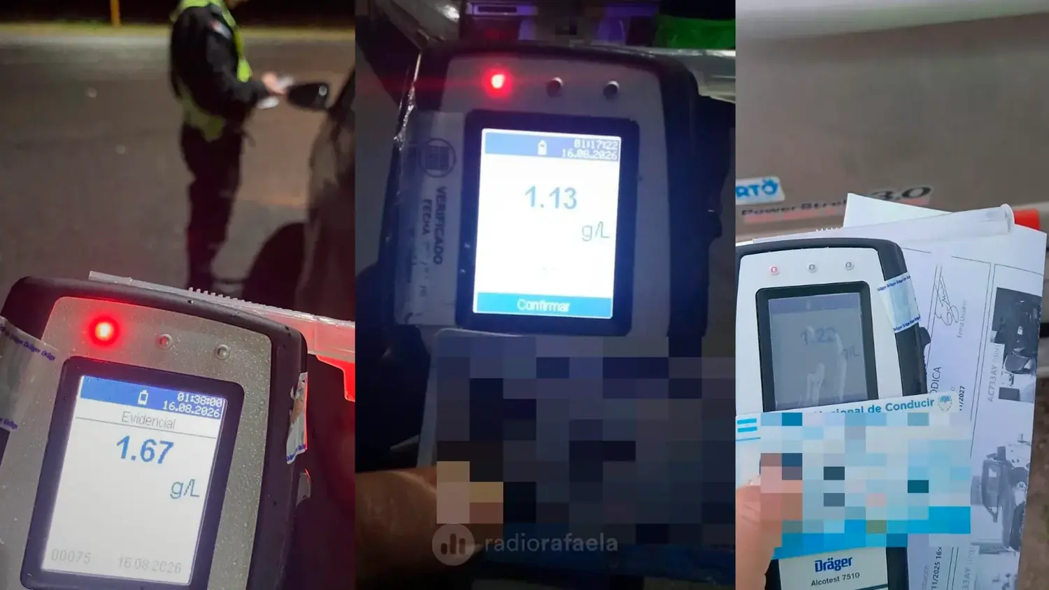 Tres conductores dieron positivo en controles de alcoholemia sobre rutas santafesinas