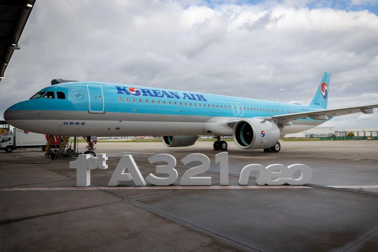 Korean Air presenta su primer Airbus A321neo con nuevos asientos Prestige Class