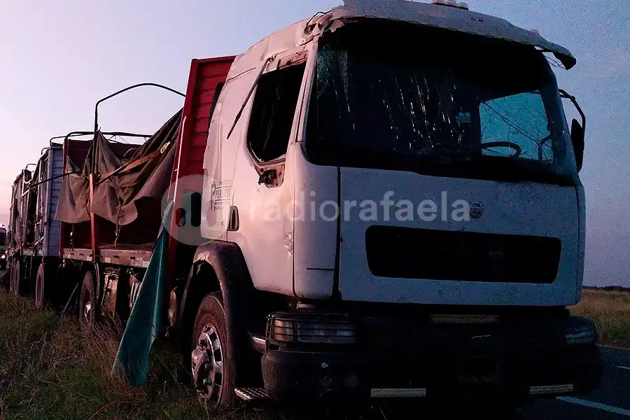 Volcó un camión en la Ruta Nacional 19 y tuvieron que intervenir los Bomberos