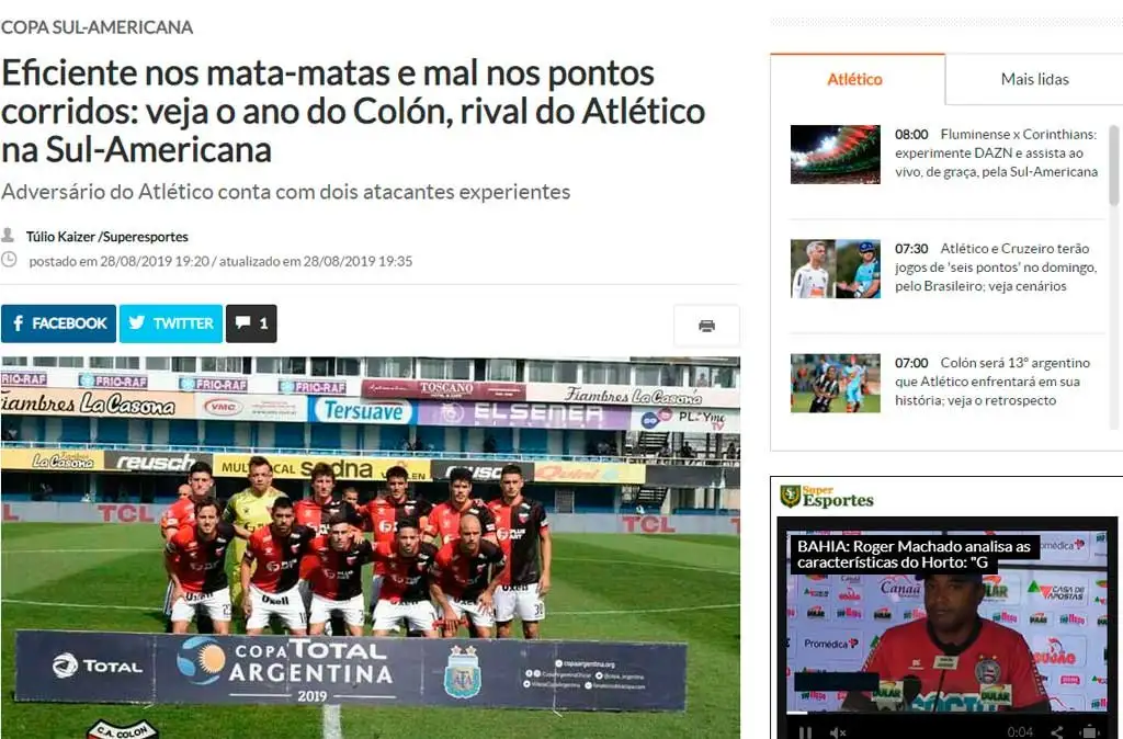 La prensa brasileña analiza a Colón, de cara al partido frente a Mineiro