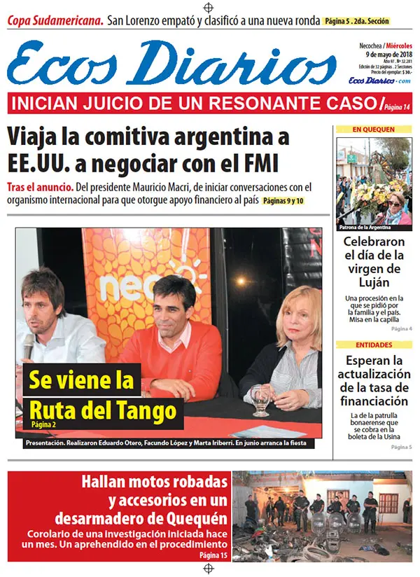 Tapa del 9 de mayo de 2018