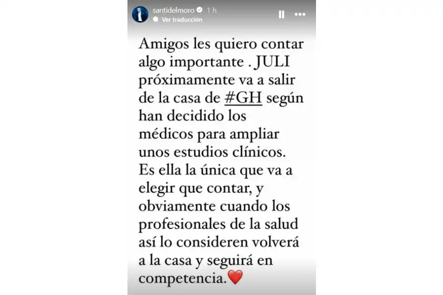 Santiago del Moro contó en sus historias que Furia abandornará la casa