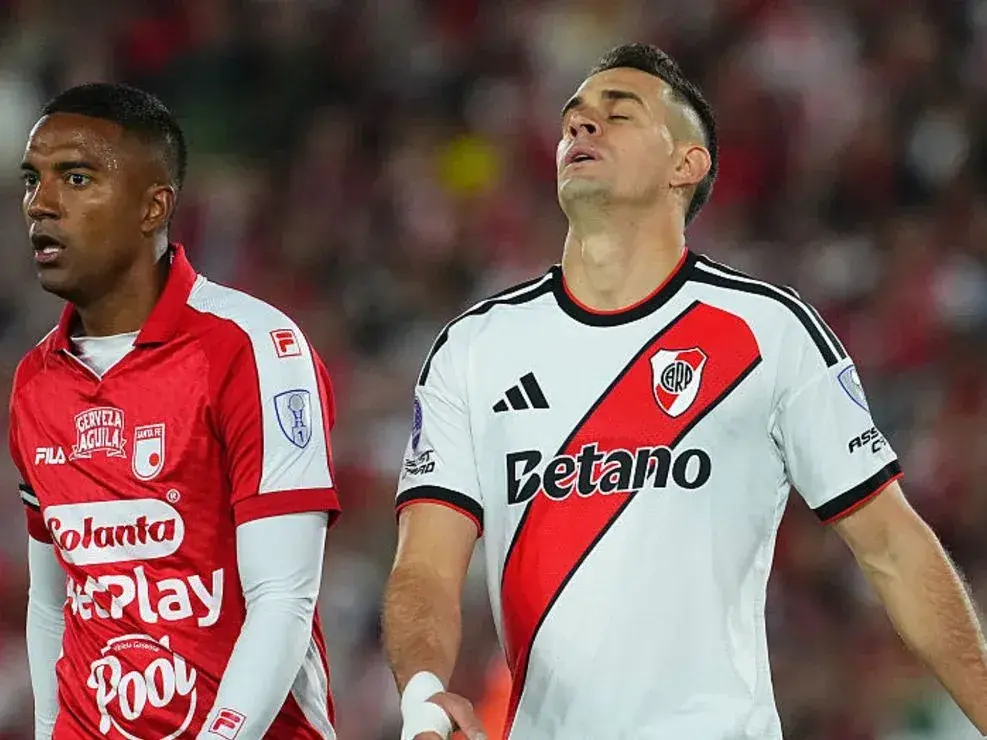 River fue de más a menos en el partido e igualó sin goles ante Independiente Santa Fe en la ida de los octavos de final de la Copa Sudamericana. Foto: Getty