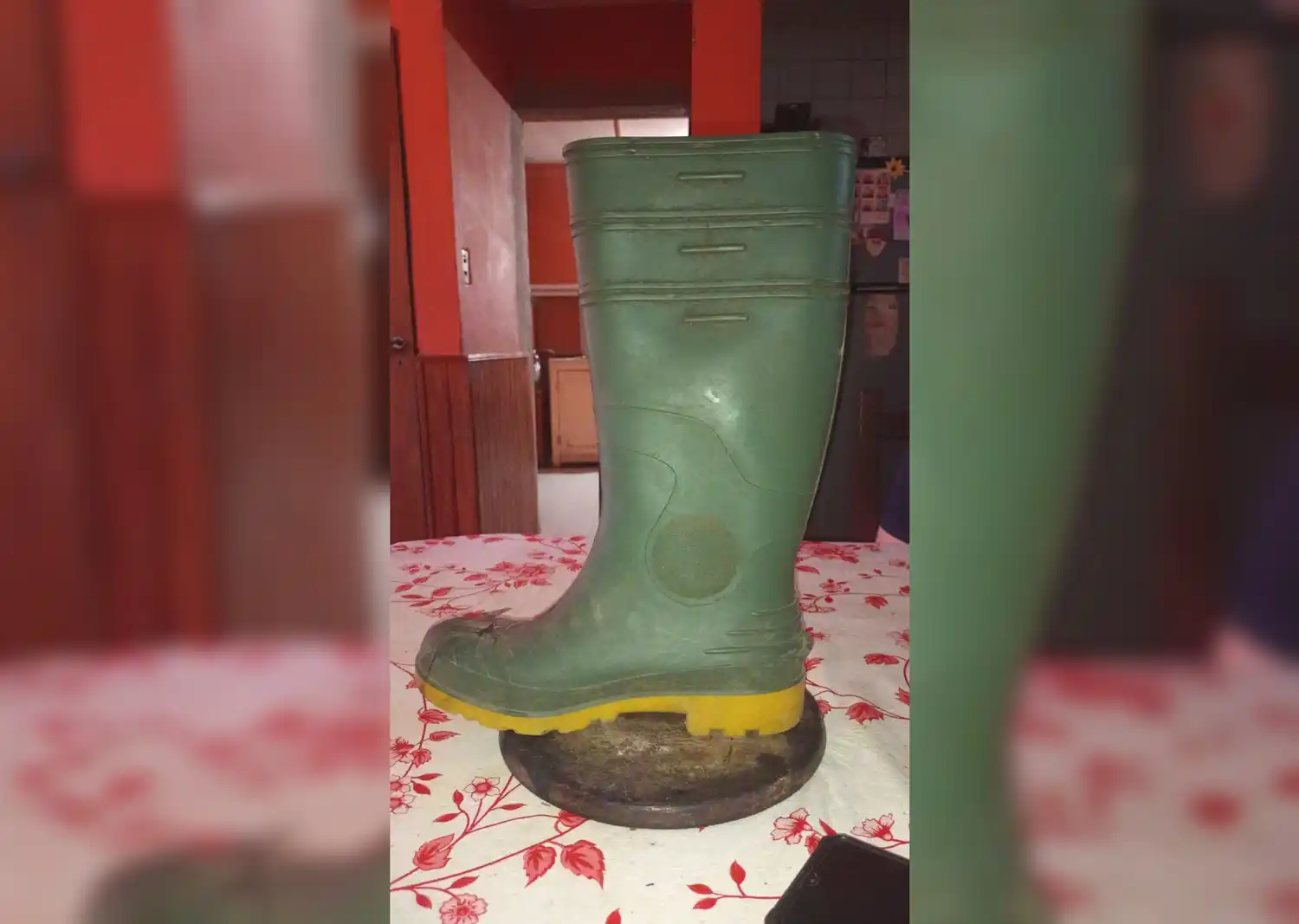 Buscan una bota de goma