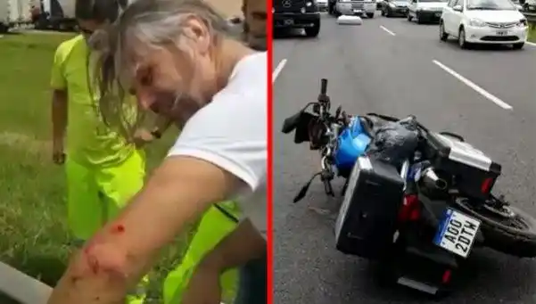 Marcos Di Palma "chocó" contra un colchón cuando iba en moto