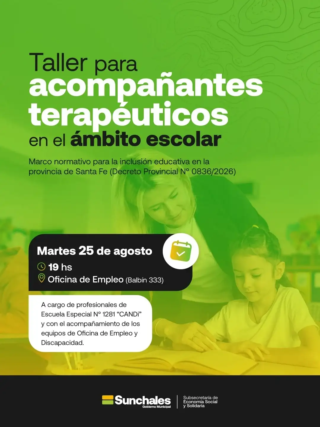 Sunchales brindará un taller para acompañantes terapéuticos que trabajan en el ámbito escolar - 1