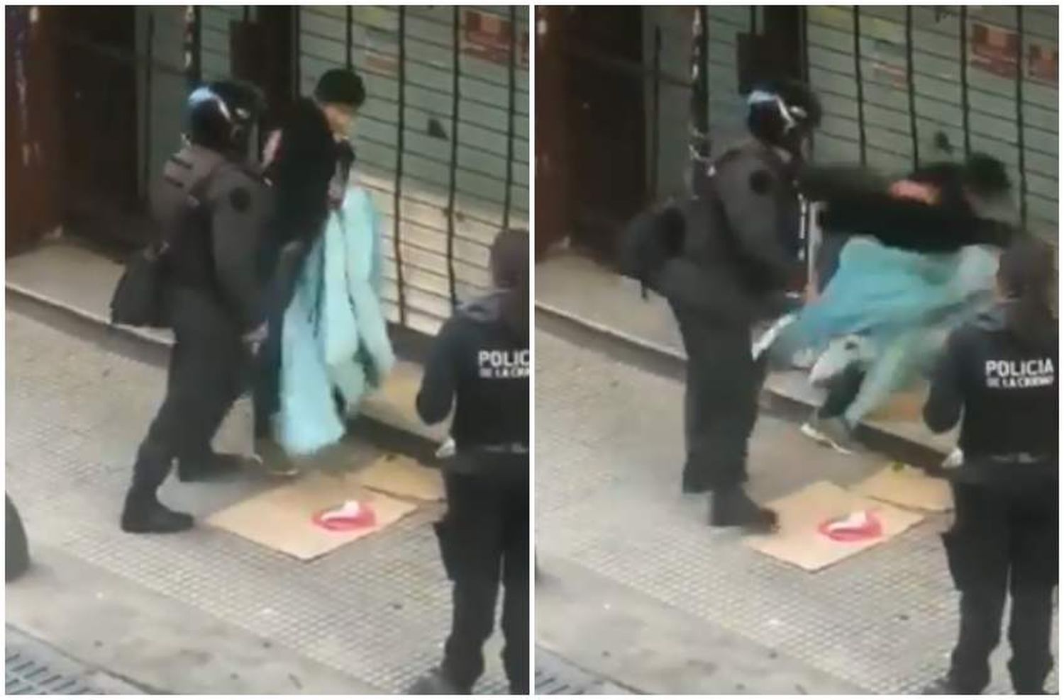 Difunden el video de un policía maltratando a una persona en situación de calle