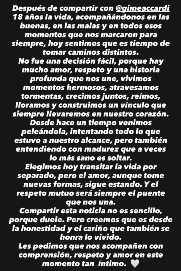 Comunicado Nico Vázquez