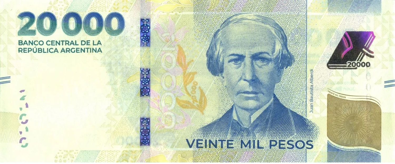 El Central puso en circulación el nuevo billete de 20 mil pesos