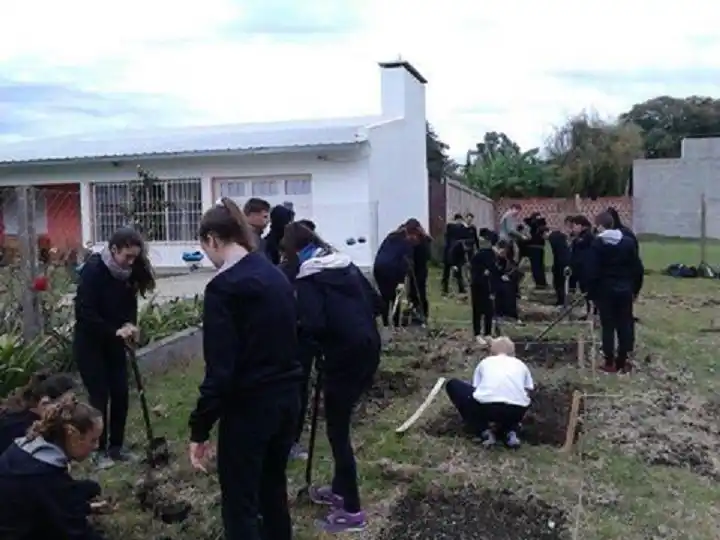 Alumnos construyen una huerta