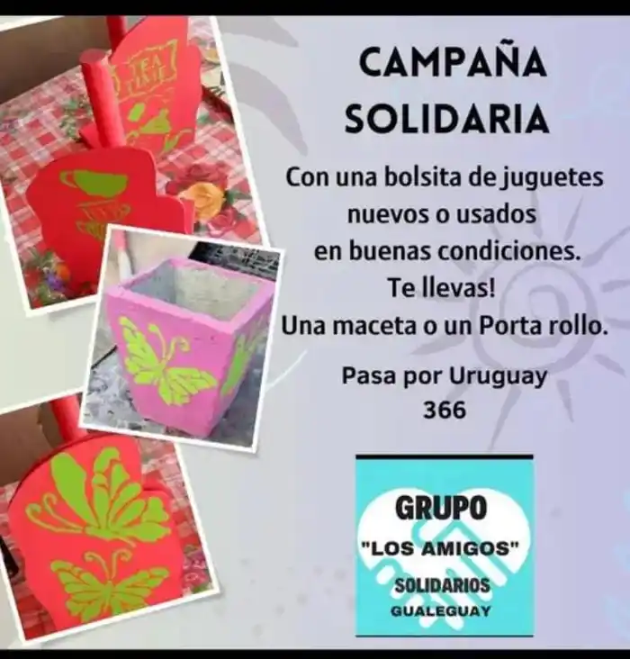 Campaña solidaria en Gualeguay: juguetes a cambio de macetas y porta rollos