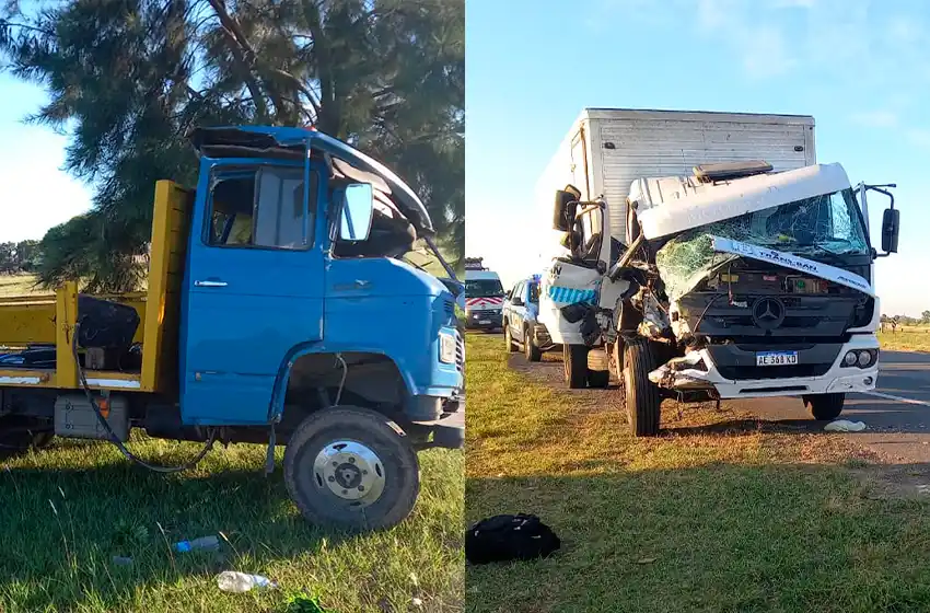 Un herido tras violento choque entre dos camiones en la Autopista Rosario-Buenos Aires