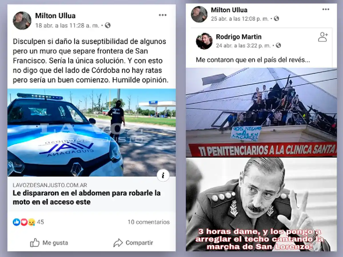 El jefe policial de Arroyito que sugirió "un muro" entre San Francisco y Frontera fue denunciado por apología del delito