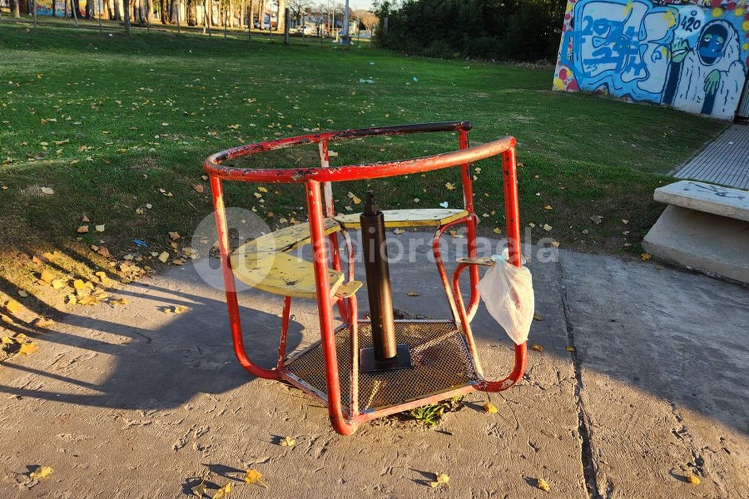 El estado actual del parque, en regular estado de conservación.