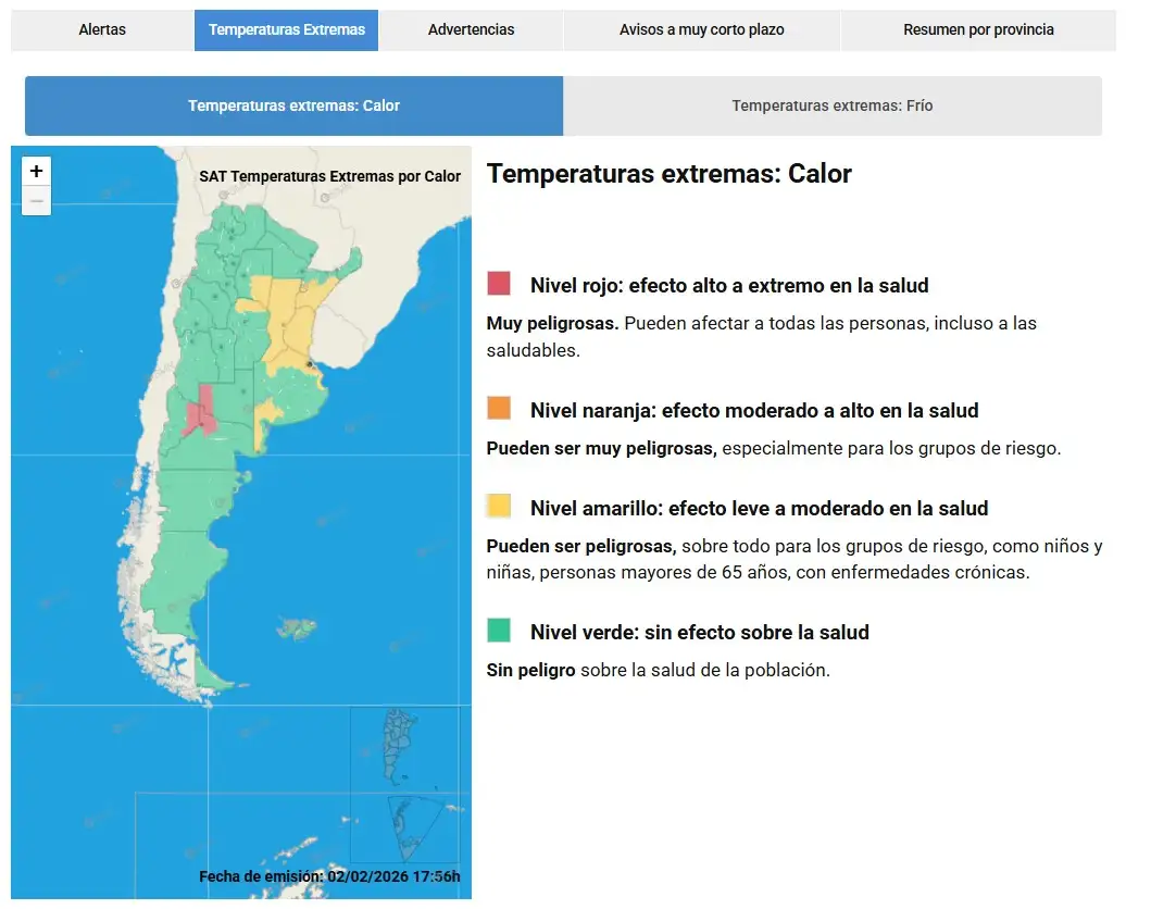 Alerta amarilla por calor extremo