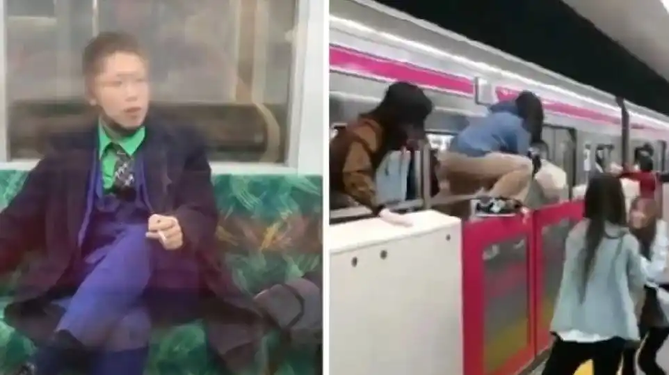 Un joven disfrazado como el "Joker" apuñaló a 17 personas e incendió un tren