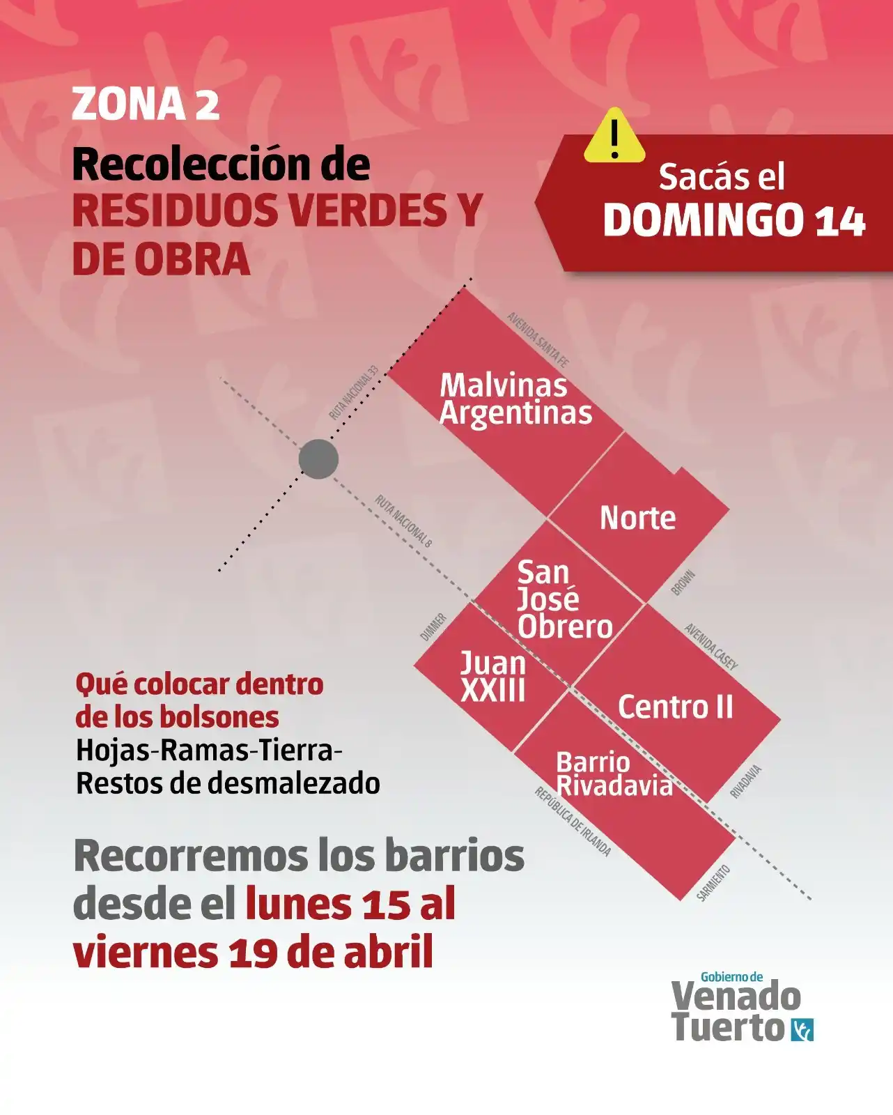 Restos verdes y de obra del 15 al 19 de abril