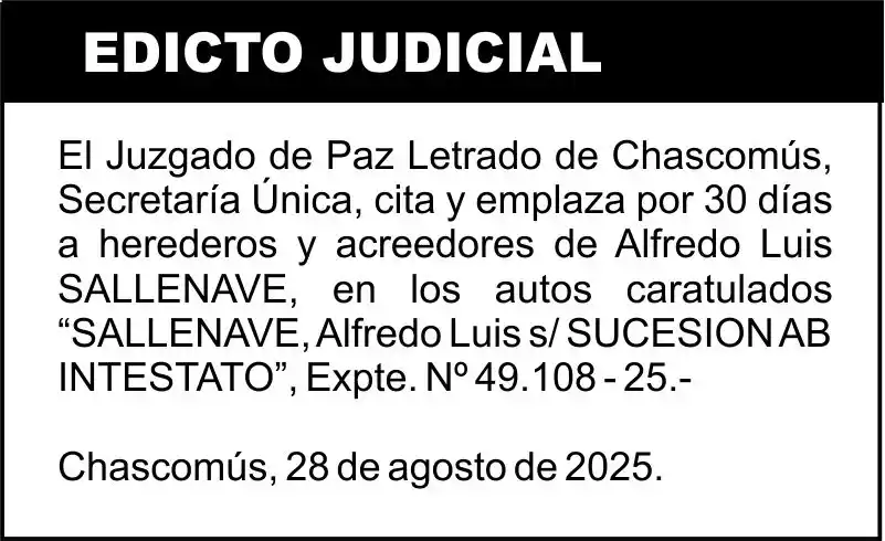 SALLENAVE, Alfredo Luis s/ SUCESION AB INTESTATO