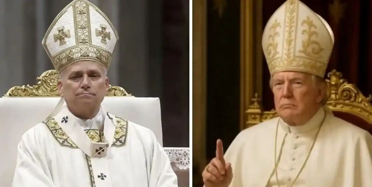 León XIV y Trump como papa, en una imagen creada por IA y difundida por él mismo. Archivo