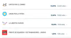 El resultado de las PASO en Tandil: Juntos 53%, Unión por la Patria 25,65% y La Libertad Avanza 18,18%