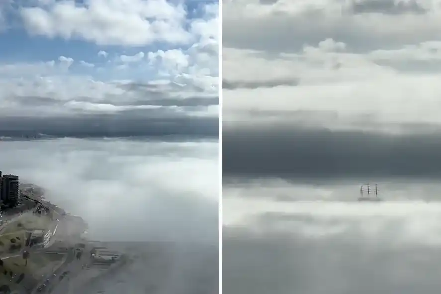 Una marplatense captó a la Fragata Libertad “navegando sobre las nubes”