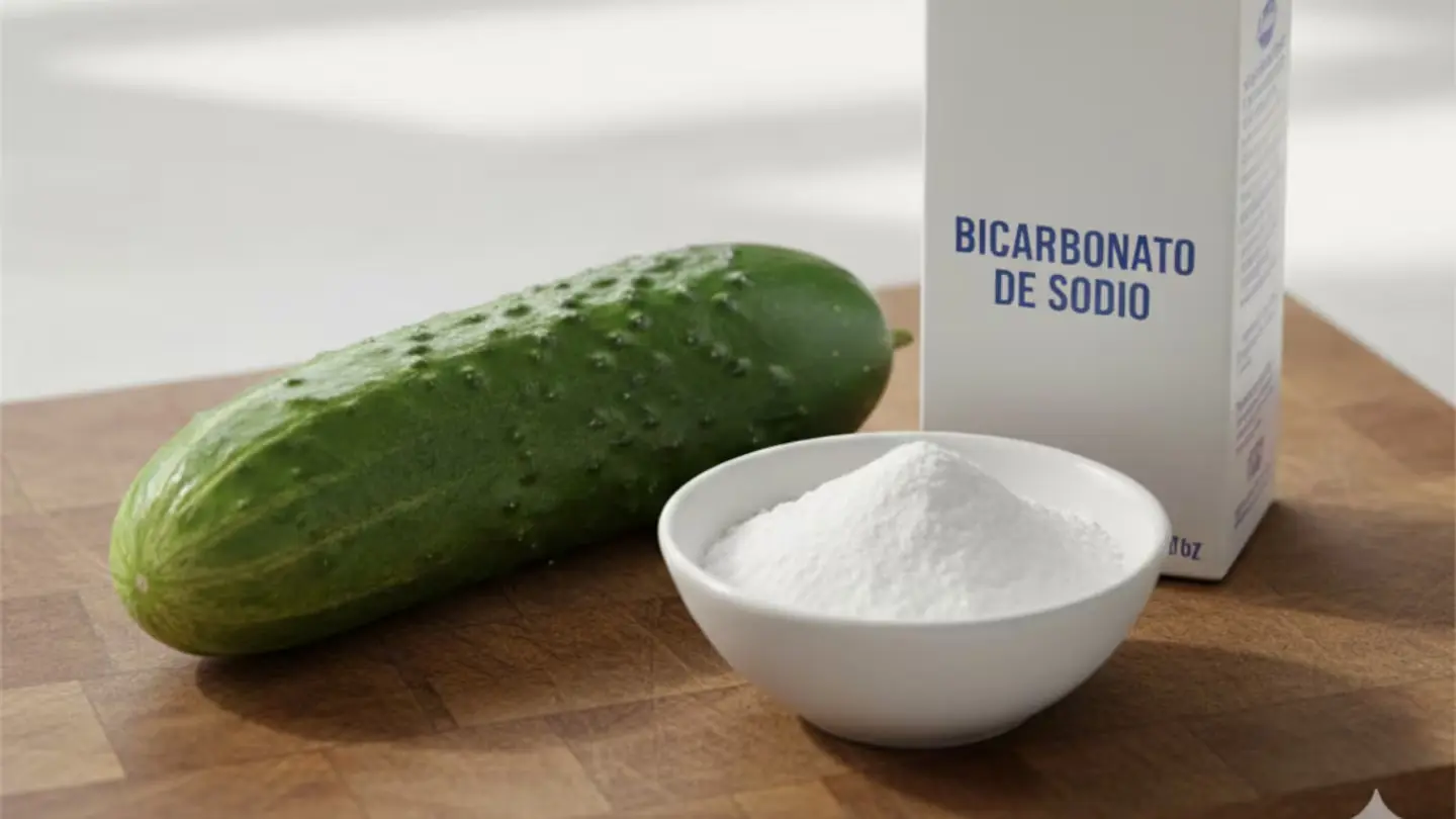 La combinación de pepino y bicarbonato tiene una función poco conocida. Foto: Imagen ilustrativa generada con Gemini IA.
