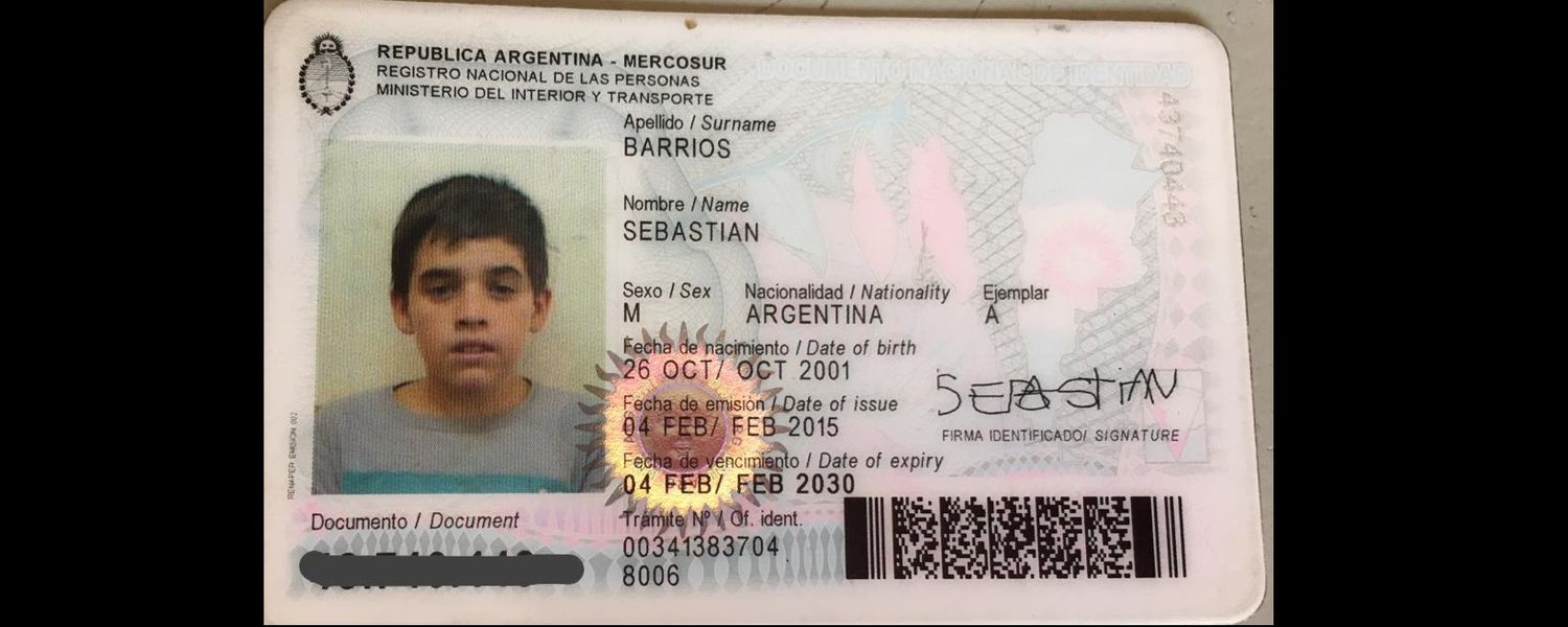 Encontraron el DNI de Sebastián