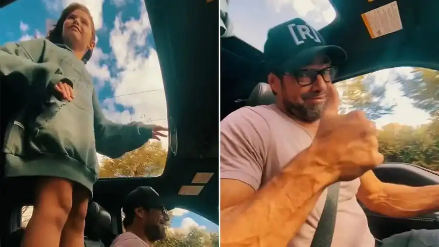 Luciano Castro manejó con su hija parada en el asiento, lo viralizó y evalúan sacarle la licencia